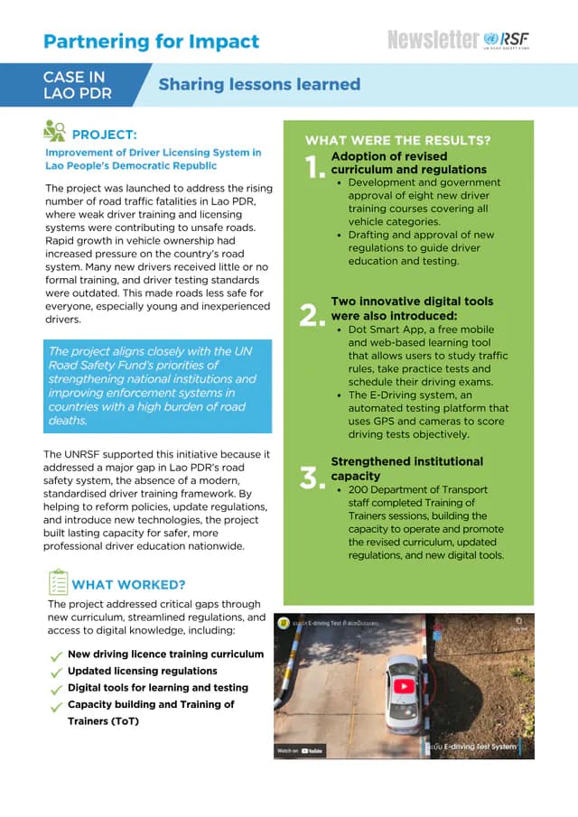 Partnering for Impact Case in Lao PDR – Improvement of Driver Licensing System in Lao People_s Democratic Republic thumbnail